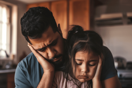 Image depicting caregiver burn out trying to support their child and searching for answers.