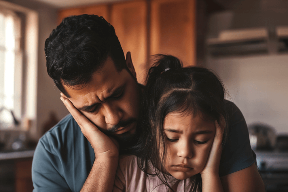 Image depicting caregiver burn out trying to support their child and searching for answers.