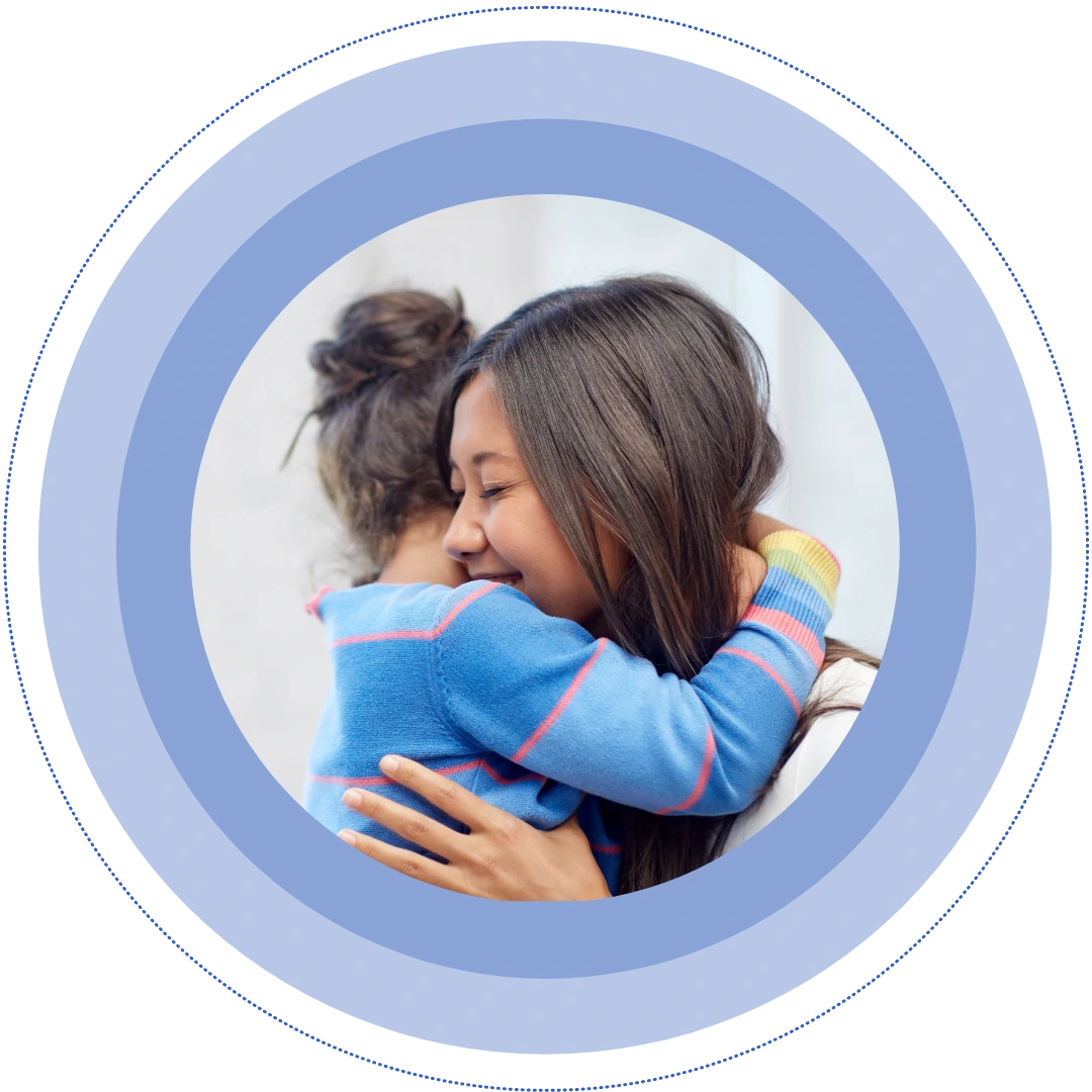 Mother hugging child with warmth and love, symbolizing family support and healing. ConnectionPlus, formerly Chosen, offers trauma-informed care and resources for families.